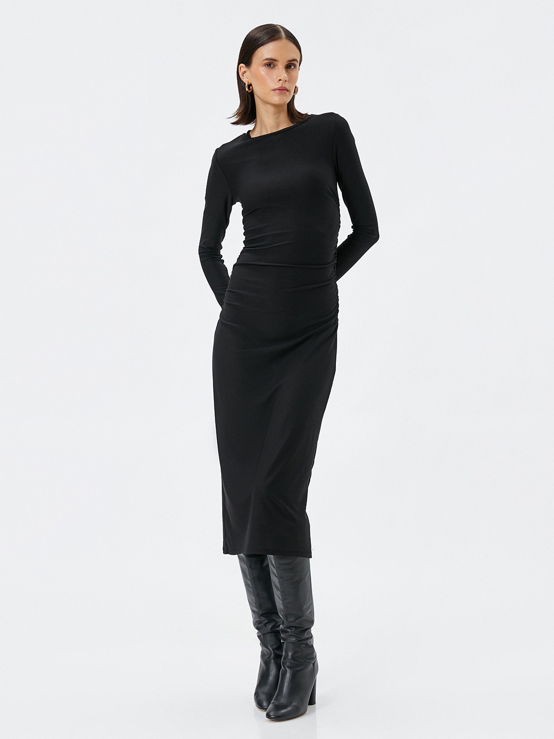 

Koton Long Sleeves Bodycon Midi Dress, Black