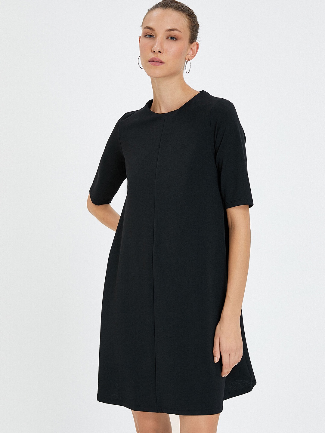 

Koton Round Neck A-Line Dress, Black