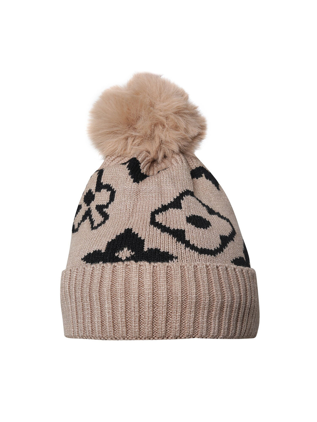 

LOOM LEGACY Women Printed Acrylic Wool Beanie, Beige
