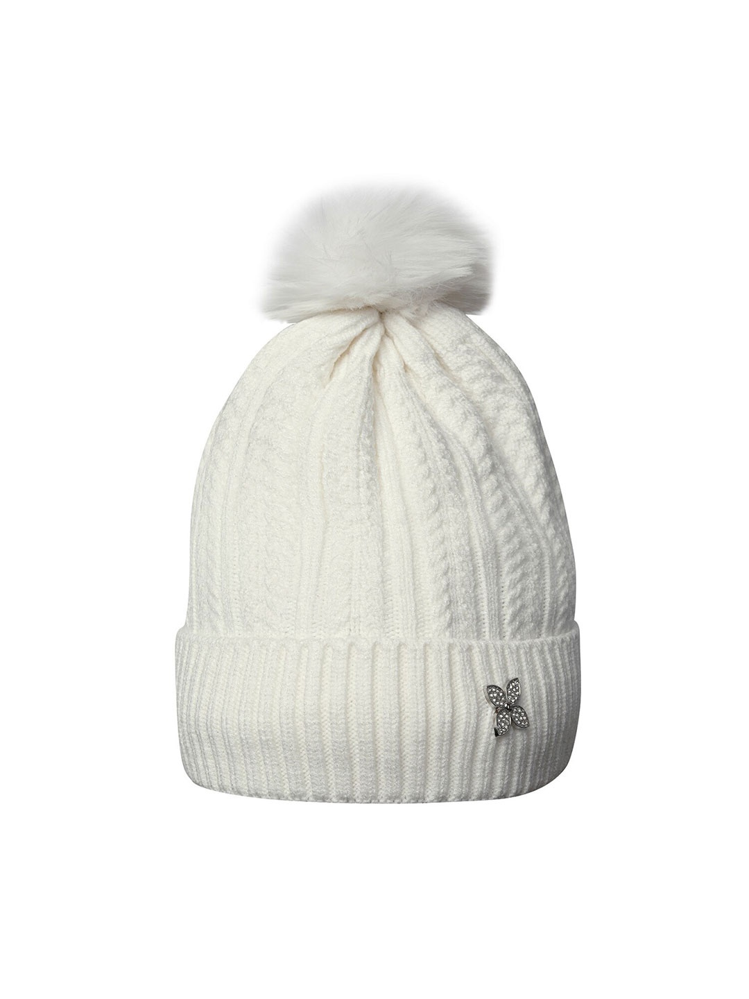 

LOOM LEGACY Women Self Design Acrylic Wool Beanie, Off white