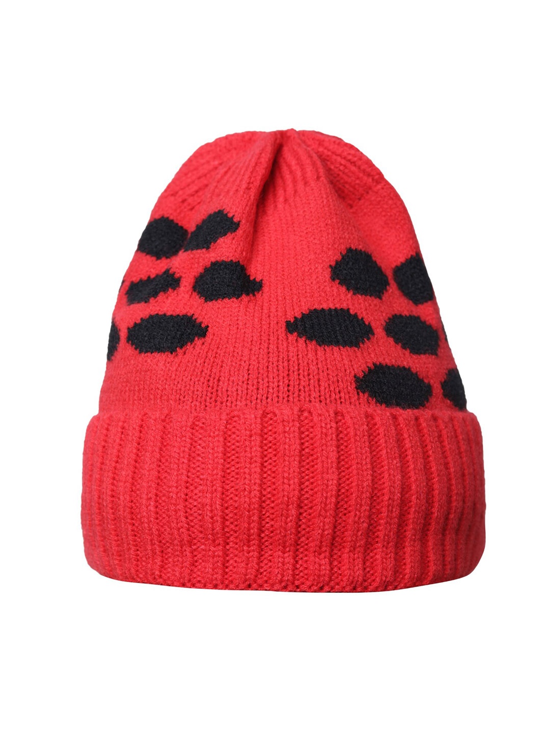 

LOOM LEGACY Women Printed Acrylic Wool Beanie, Red