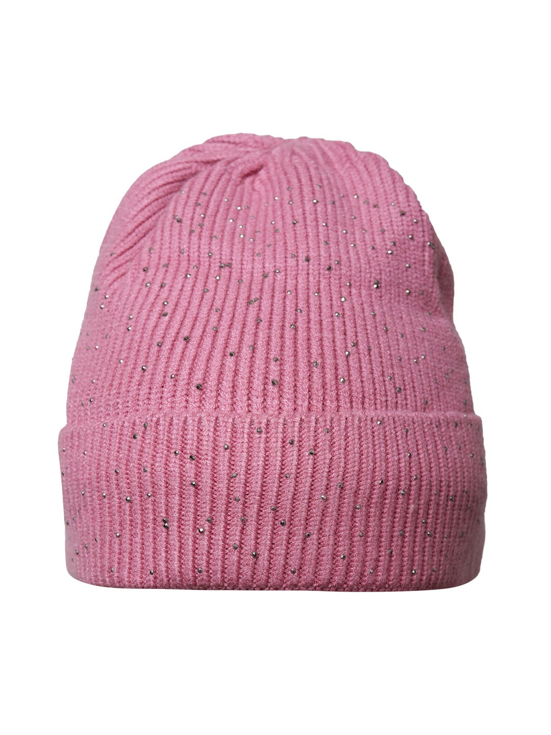 

LOOM LEGACY Women Embellished Woolen Beanie Cap, Pink