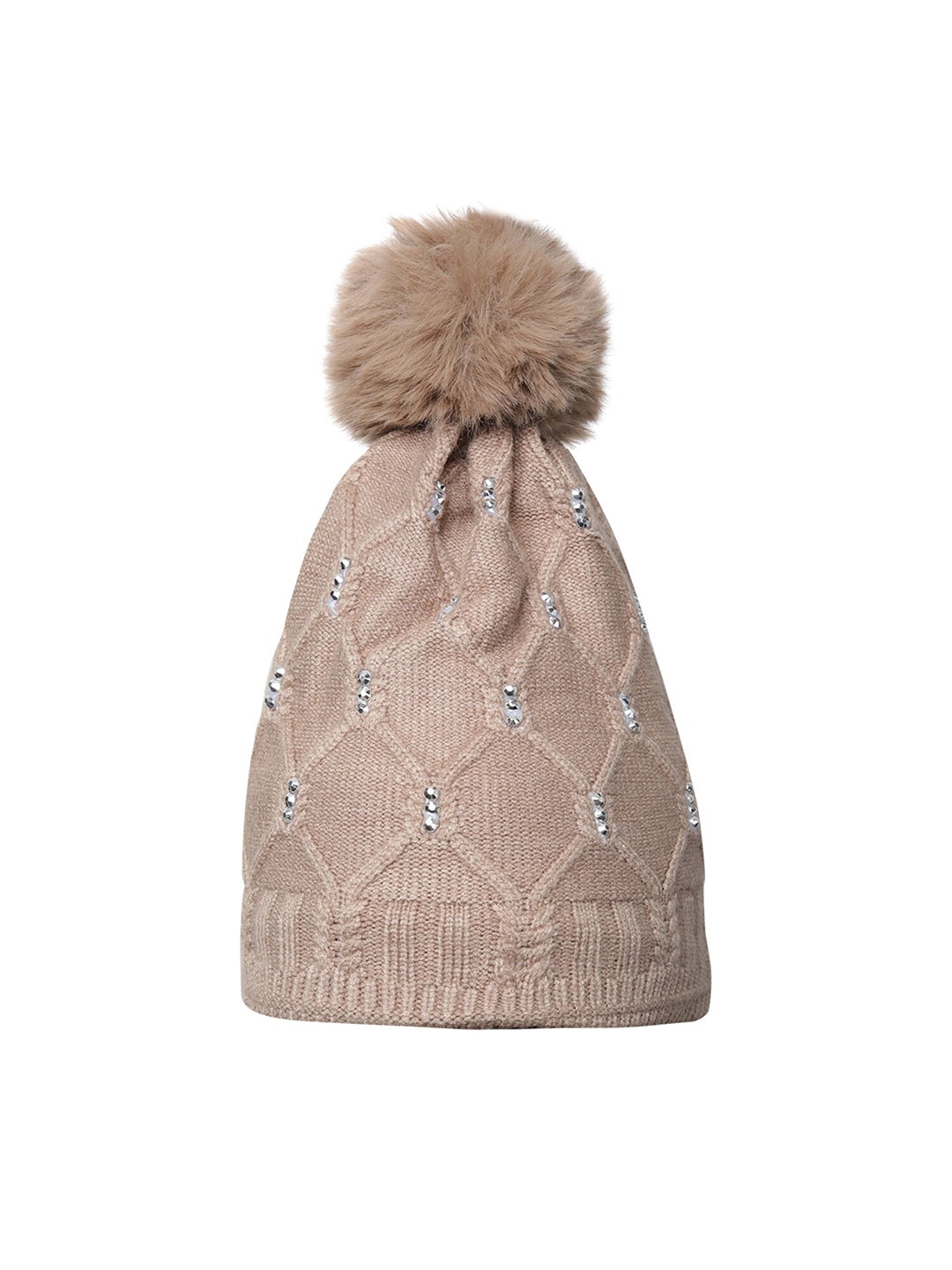 

LOOM LEGACY Women Embellished Acrylic Woollen Beanie, Gold