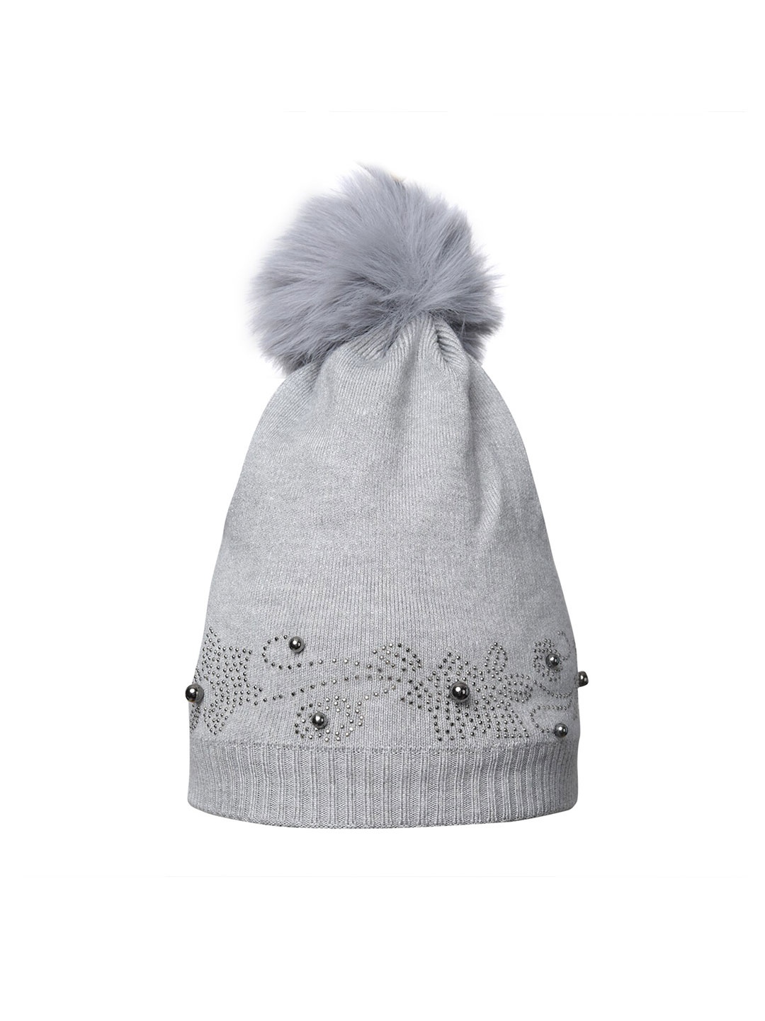 

LOOM LEGACY Women Embroidered Acrylic Wool Beanie, Grey