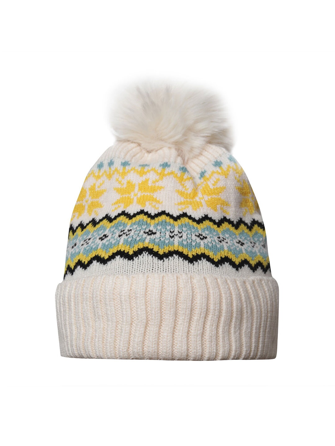 

LOOM LEGACY Women Printed Acrylic Wool Beanie, Cream