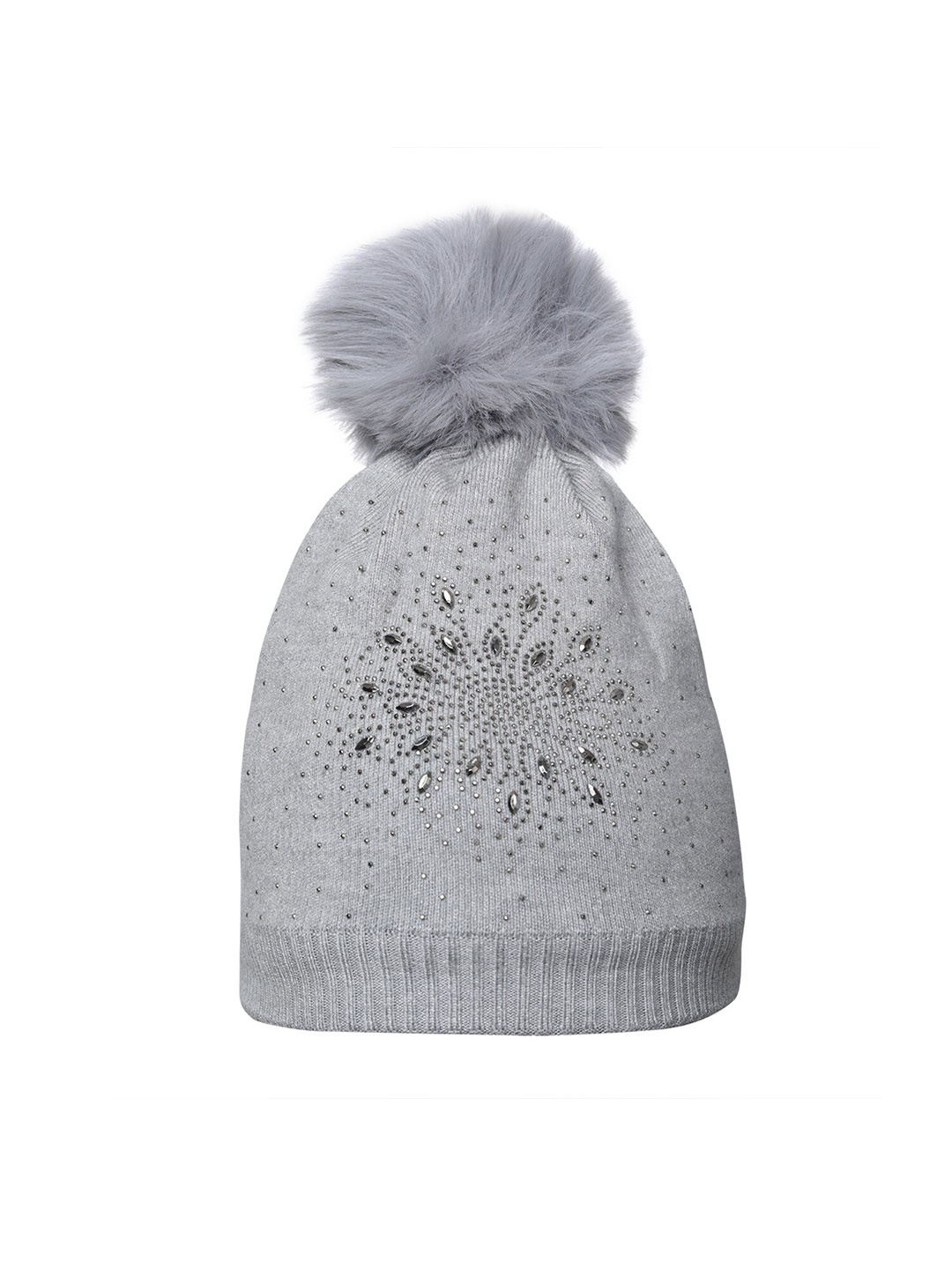 

LOOM LEGACY Women Embroidered Acrylic Woollen Beanie, Grey