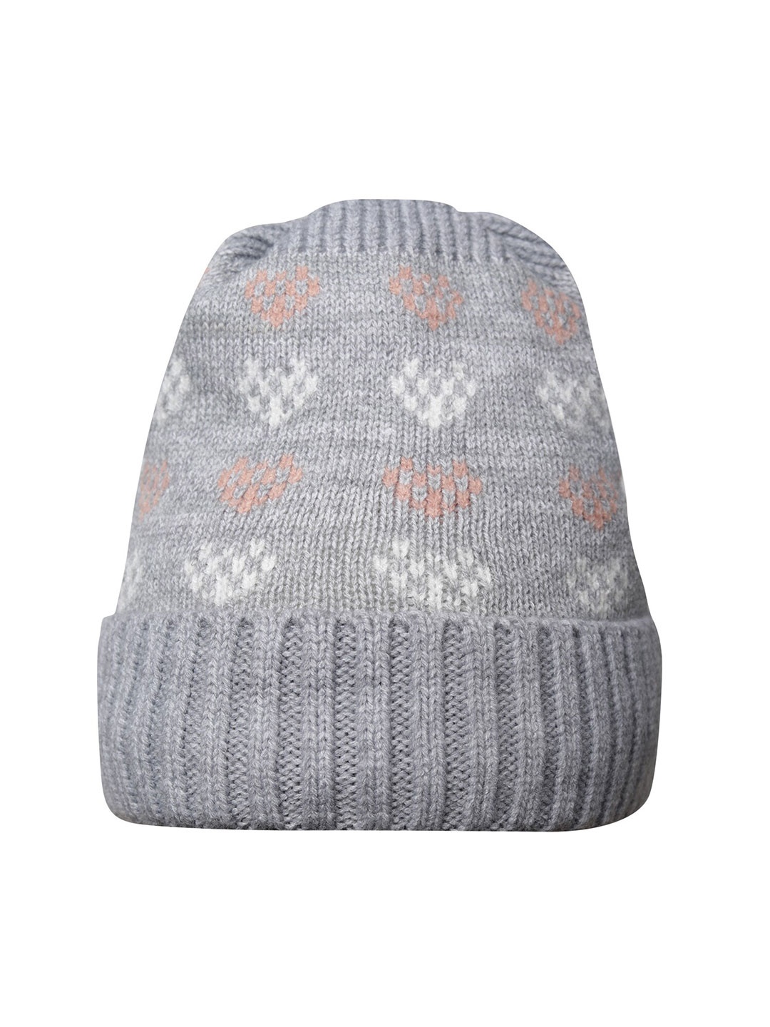 

LOOM LEGACY Women Self Design Acrylic Wool Beanie, Grey
