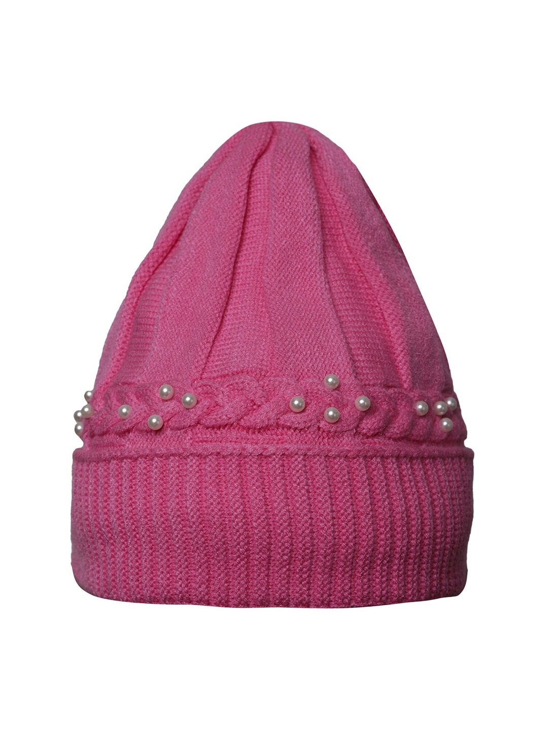 

LOOM LEGACY Women Self Design Acrylic Woollen Beanie, Pink