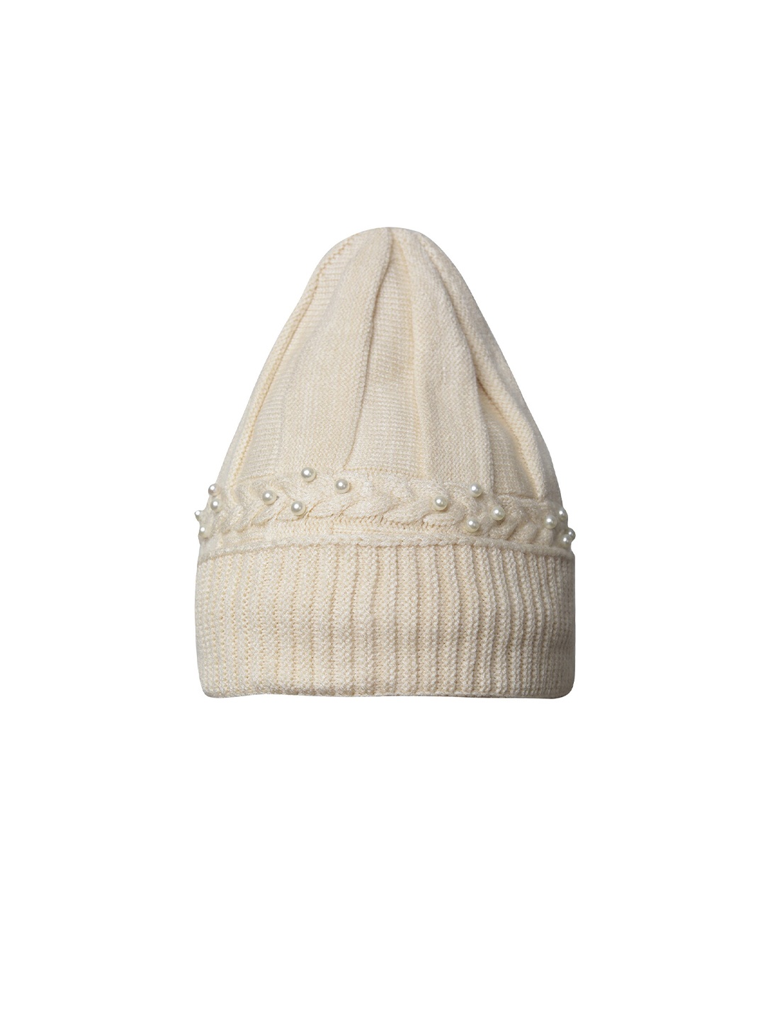 

LOOM LEGACY Women Embellished Beanie, Cream
