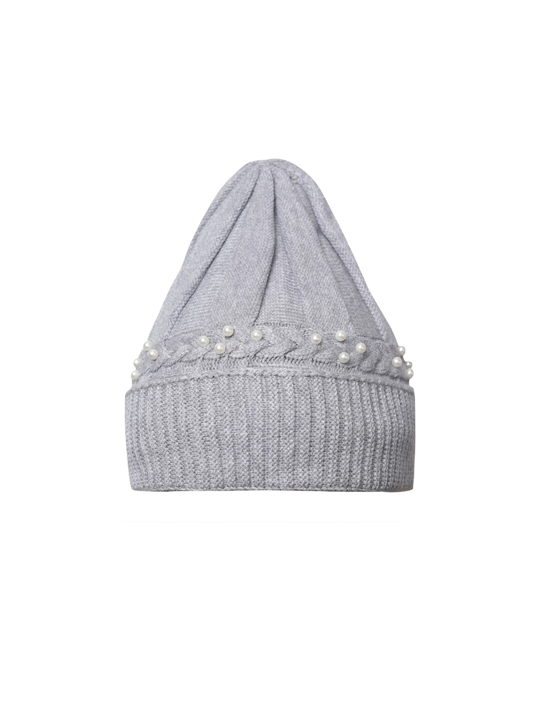 

LOOM LEGACY Women Self Design Acrylic Woollen Beanie, Grey