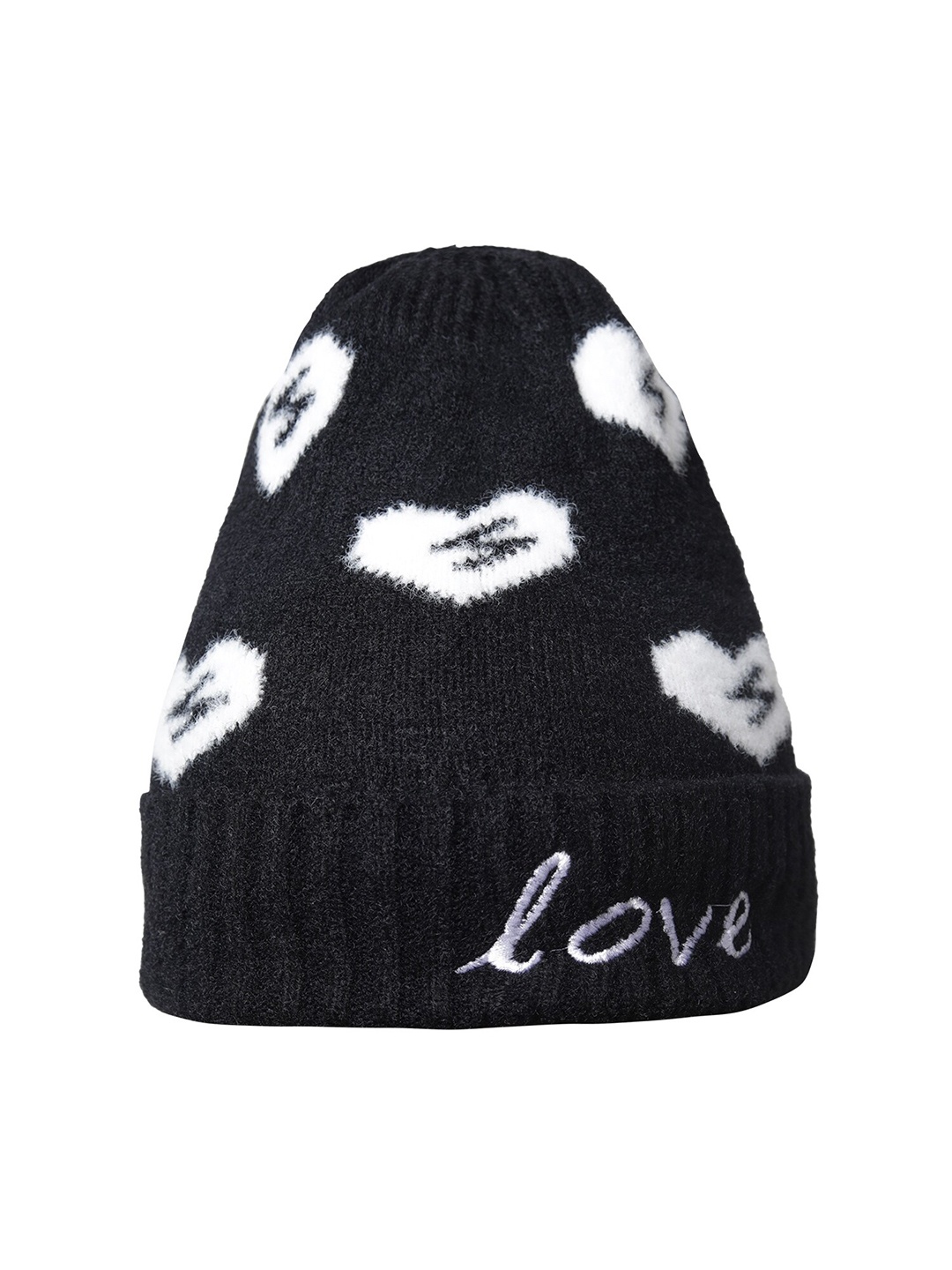 

LOOM LEGACY Women Self Design Acrylic Wool Beanie, Black