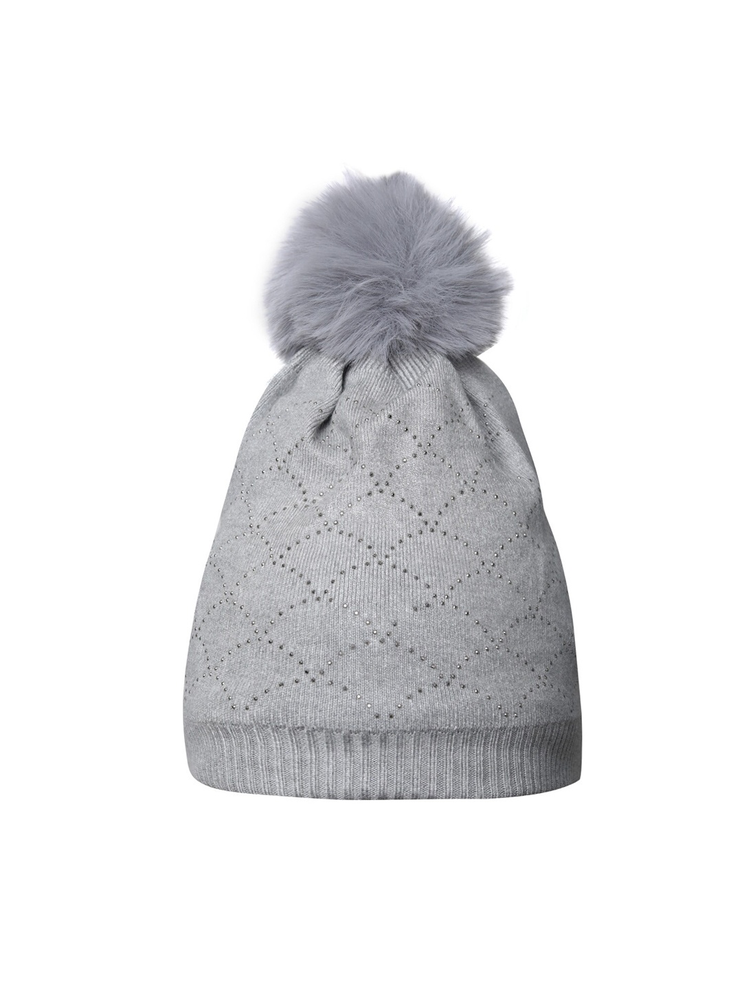 

LOOM LEGACY Women Self Design Acrylic Woollen Beanie, Grey