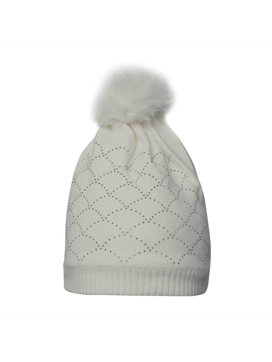 

LOOM LEGACY Women Self Design Acrylic Woollen Beanie, White