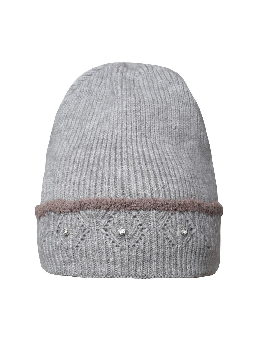 

LOOM LEGACY Women Self Design Acrylic Woollen Beanie, Grey