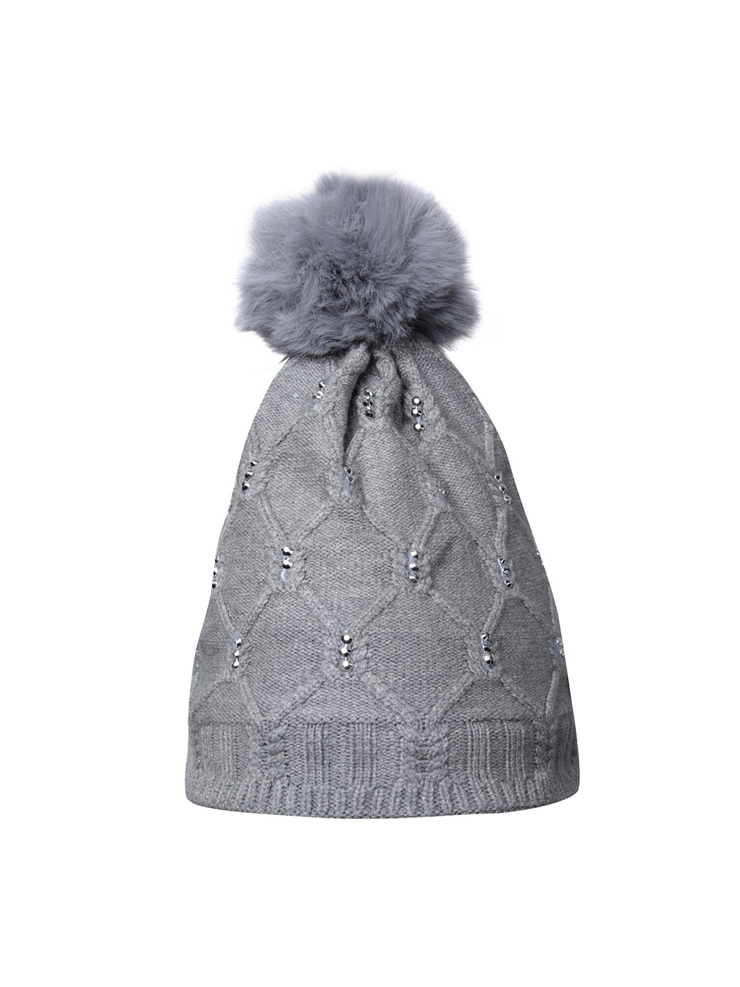 

LOOM LEGACY Women Embellished Acrylic Beanie, Grey