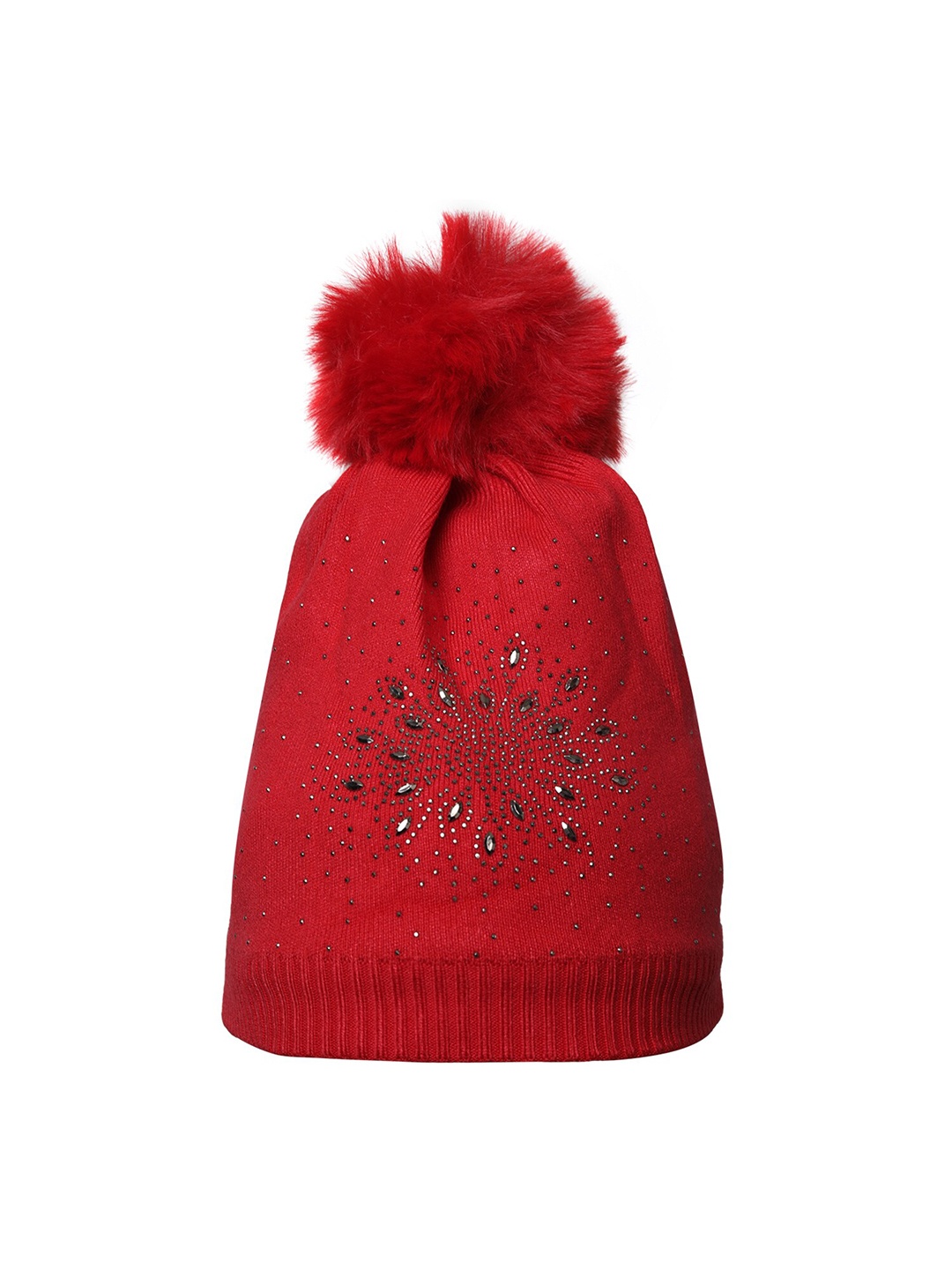 

LOOM LEGACY Women Embellished Beanie, Red