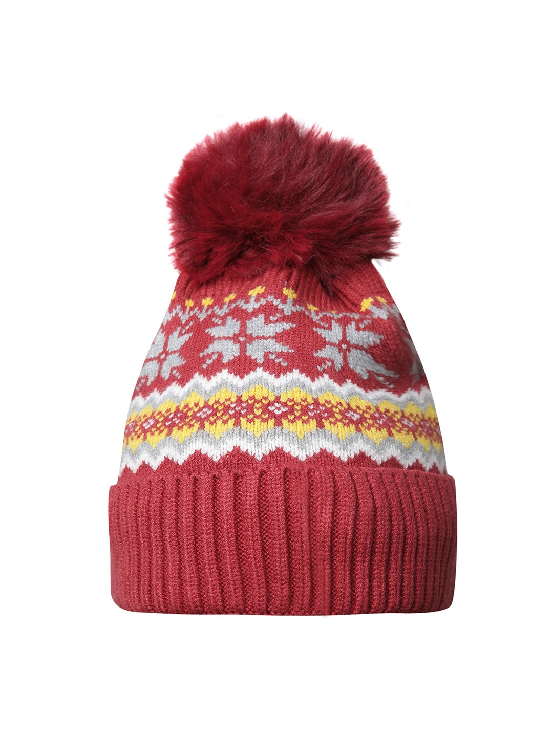 

LOOM LEGACY Women Self Design Beanie, Red