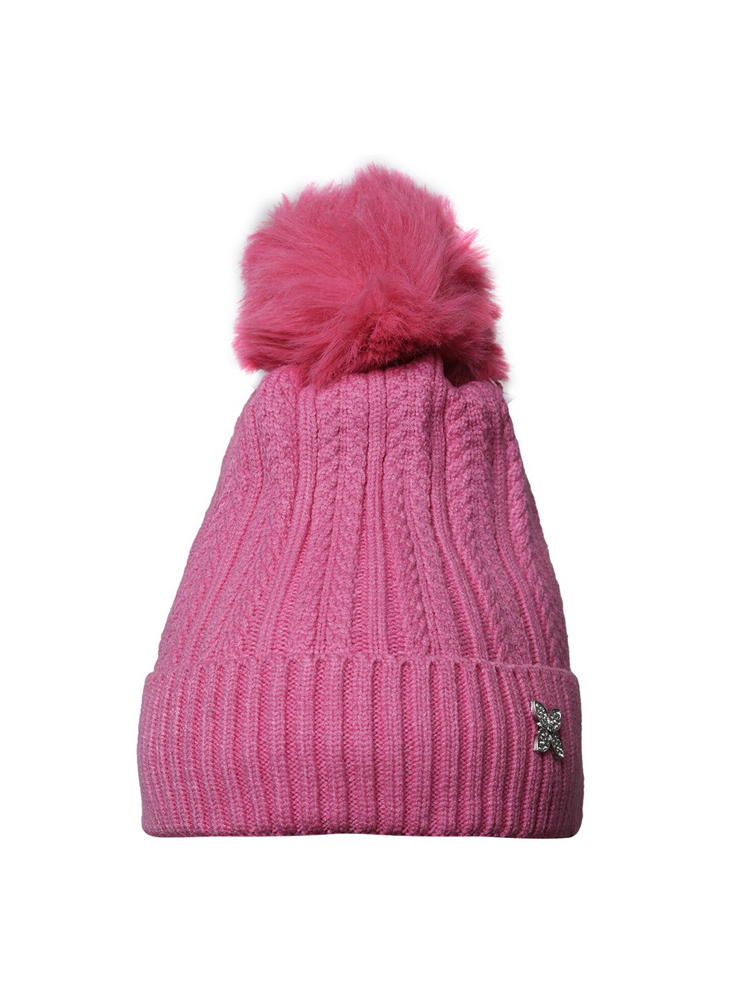 

LOOM LEGACY Women Self Design Acrylic Wool Beanie, Pink