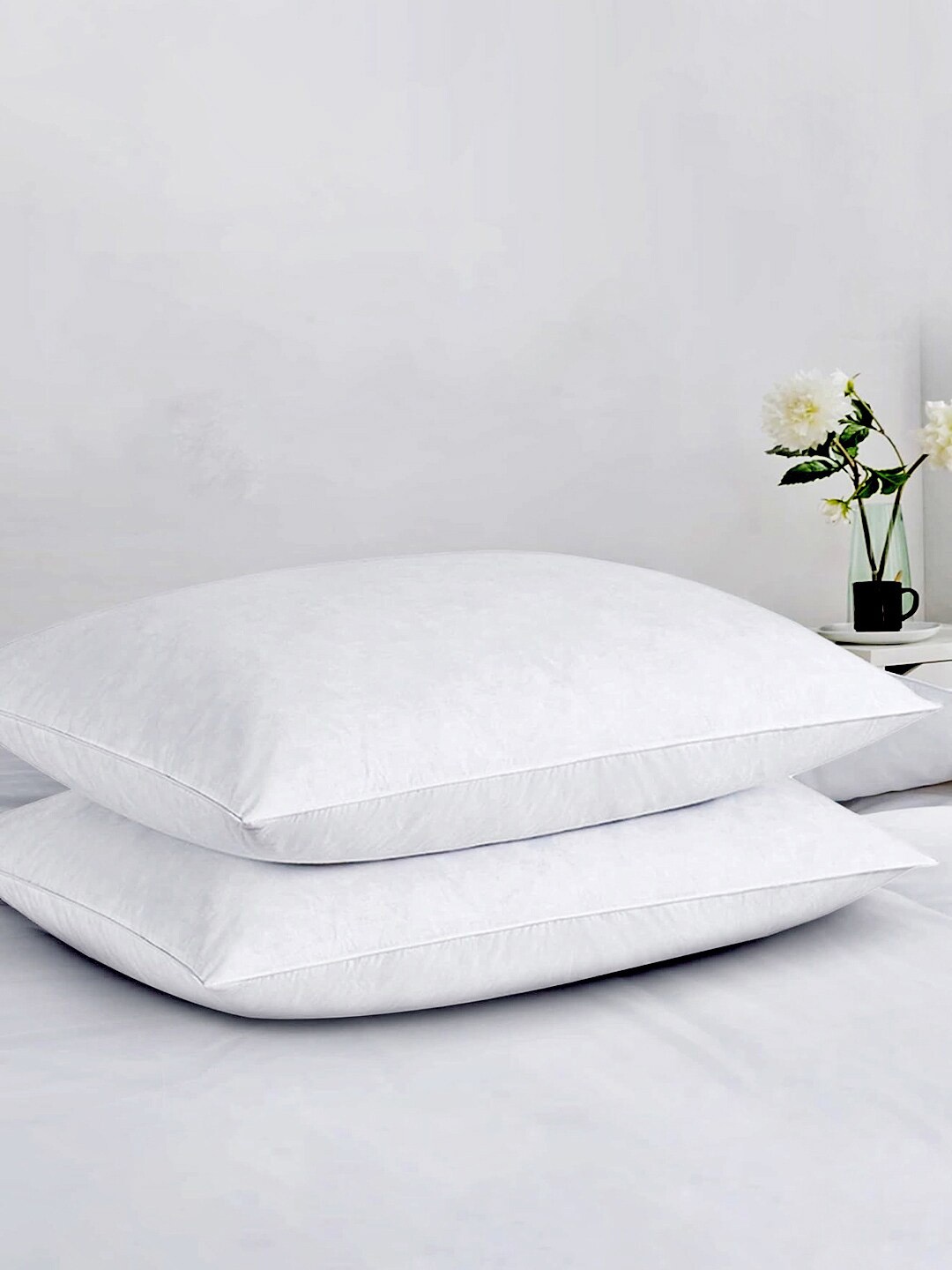 

LINENWALAS Happy Sleeping White 2 Pieces Cotton Sleep Pillows