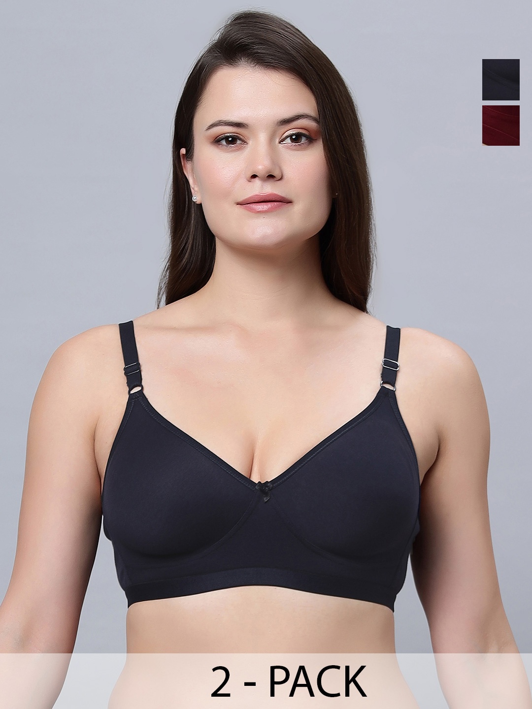 

In Care Pack Of 2 Full Coverage Pure Cotton Bra With All Day Comfort, Maroon