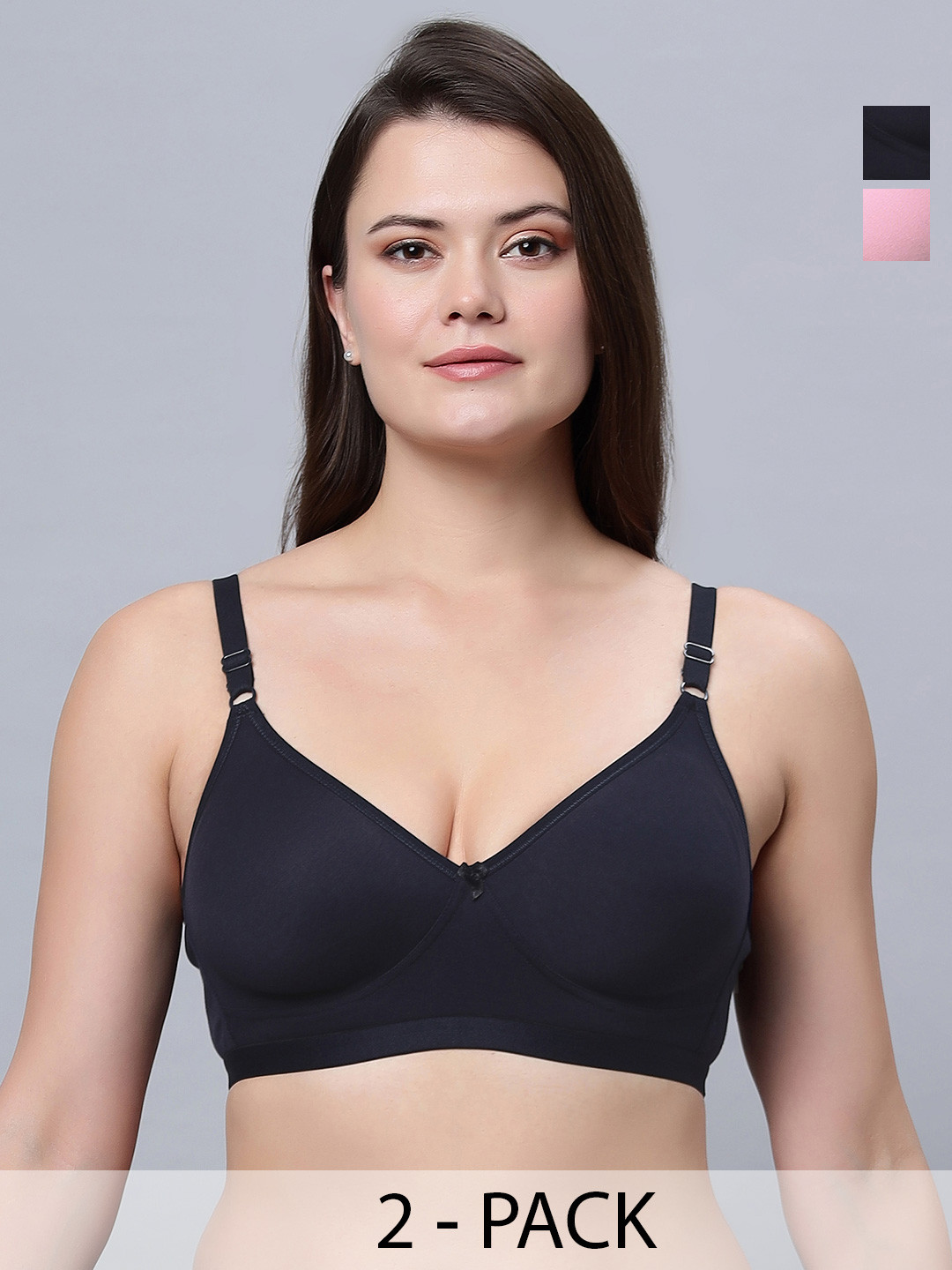

In Care Pack Of 2 Non Padded Full Coverage Pure Cotton T-shirt Bras With All Day Comfort, Blue
