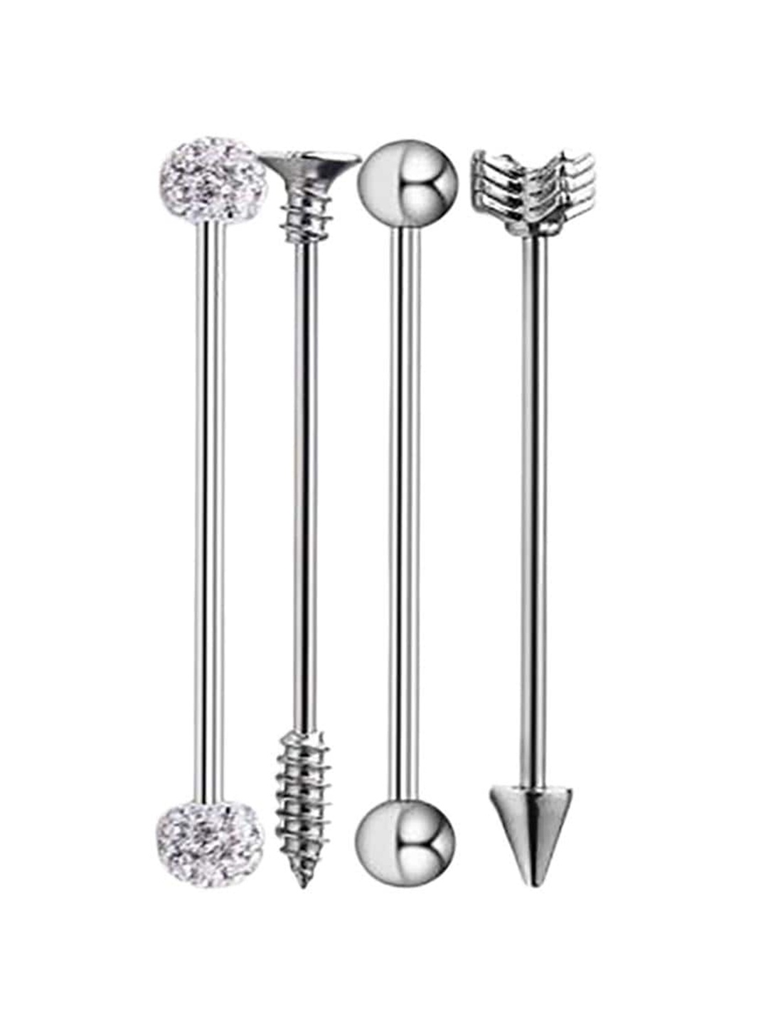 

Lyla Set Of 4 Contemporary Studs Earrings, Silver