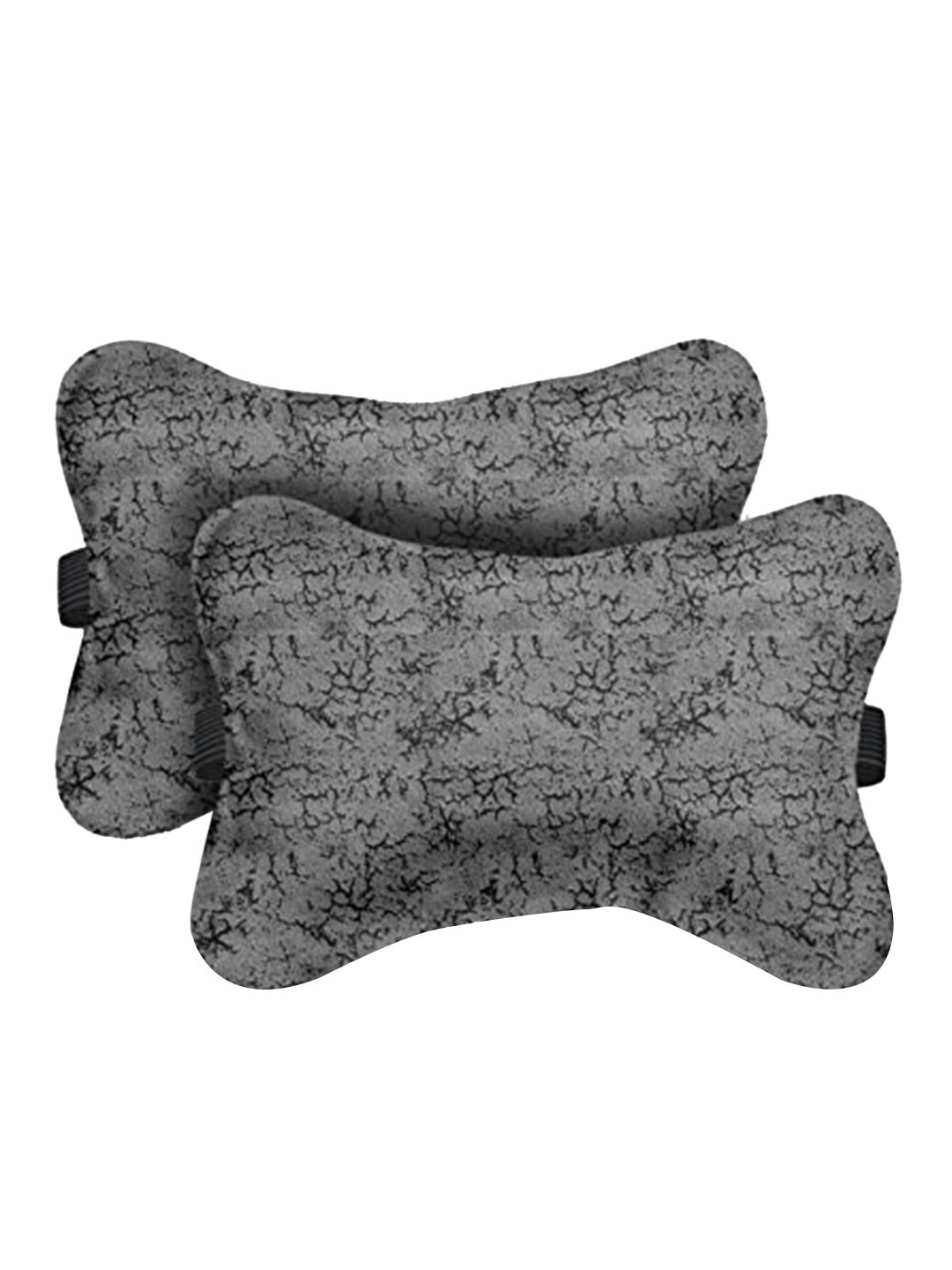 

Lushomes Grey 2 Pieces Printed Velvet Car Seat Neck Rest Pillows