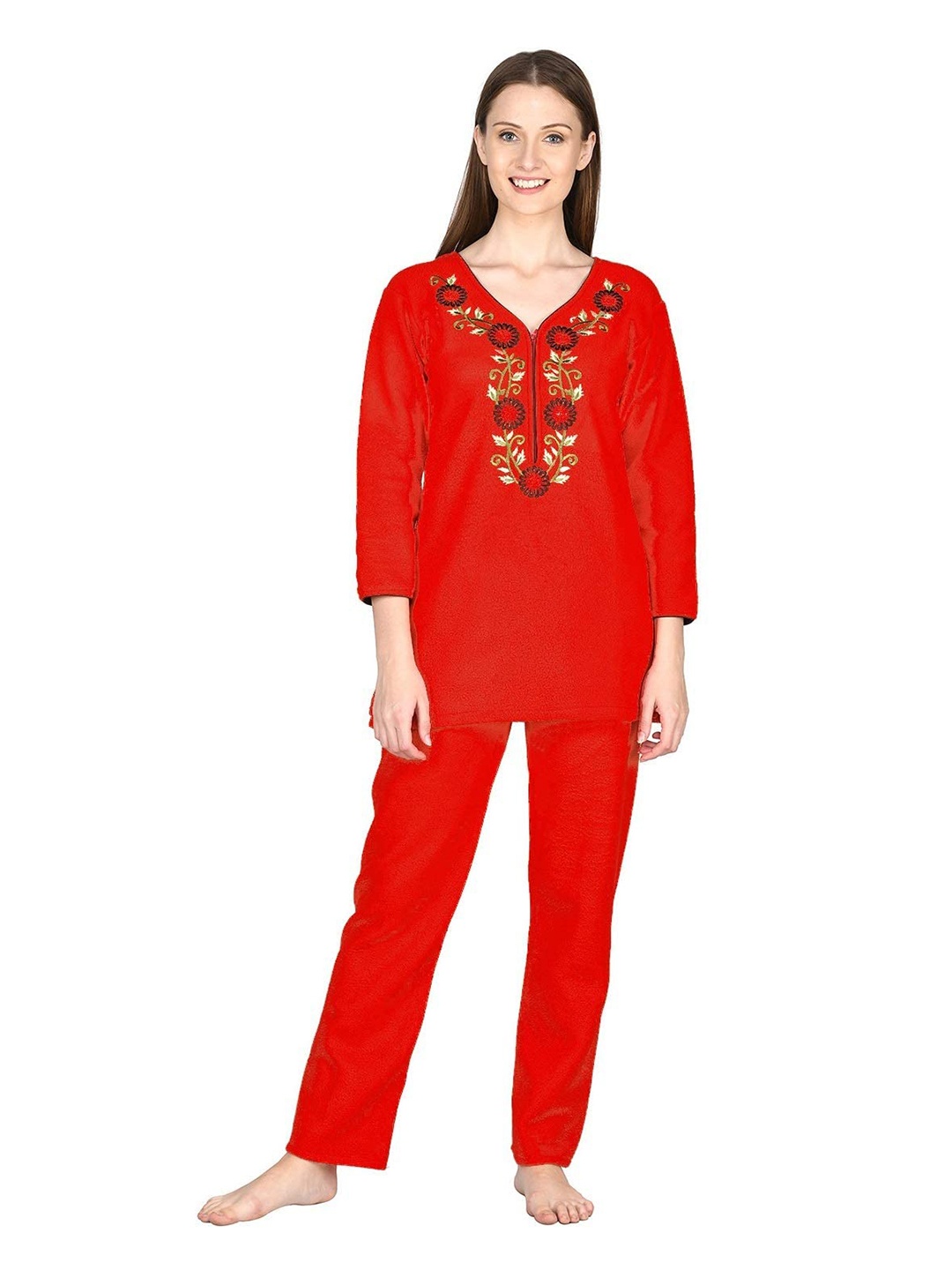

Noty Floral Printed V-Neck Top & Lounge Pant, Red