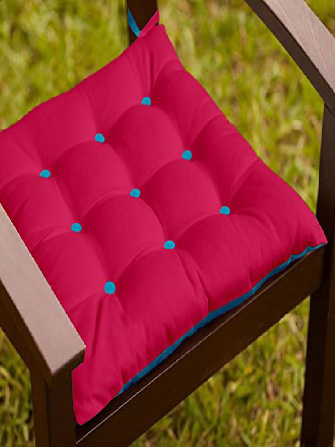 

Lushomes Pink & Blue Reversible Cotton Chair Pad