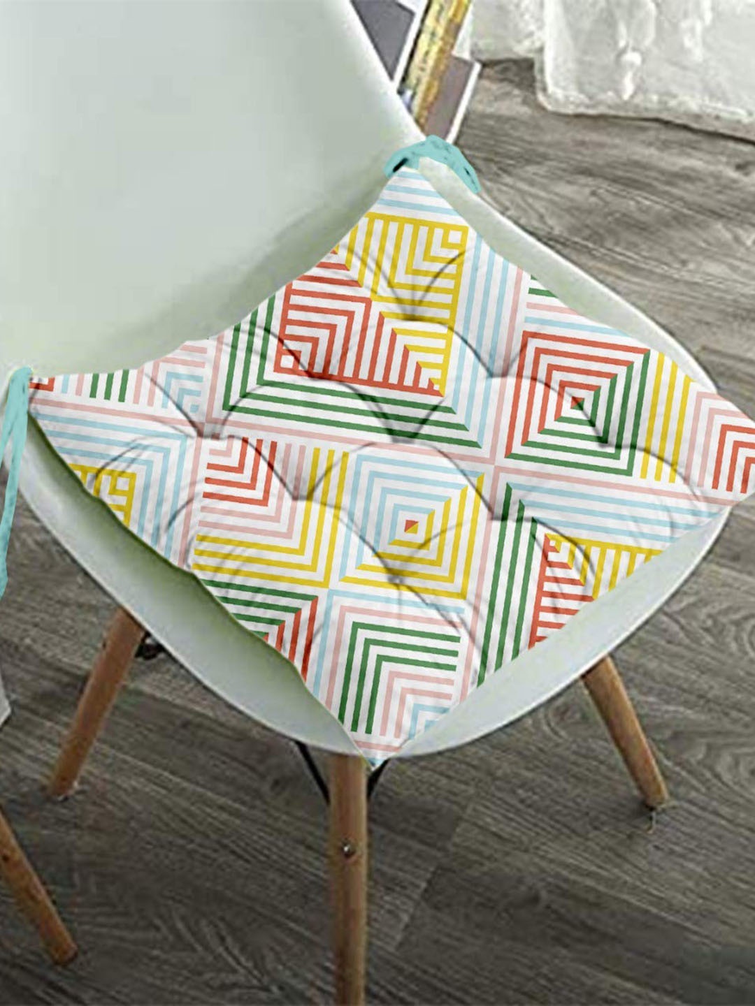 

Lushomes Blue & Green Printed Foam Cotton Comfortable Seat Square Cushion Chair Pad