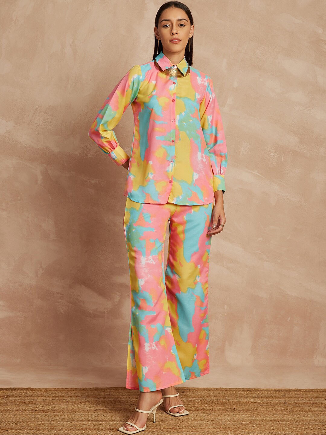

all about you Women Tie & Dye Shirt With Trouser, Pink
