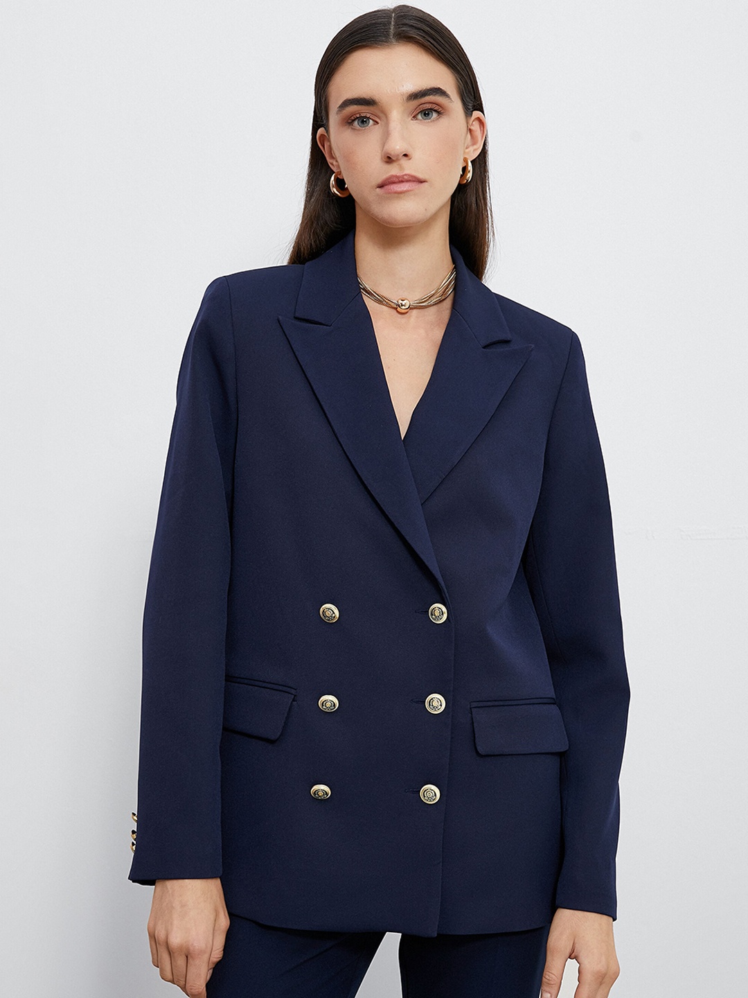 

Koton Longline Double-Breasted Blazers, Navy blue