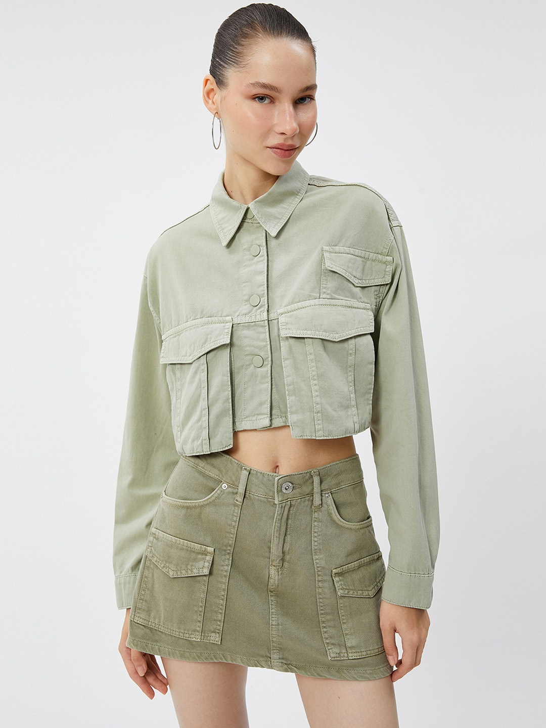 

Koton Crop Denim Jacket, Green