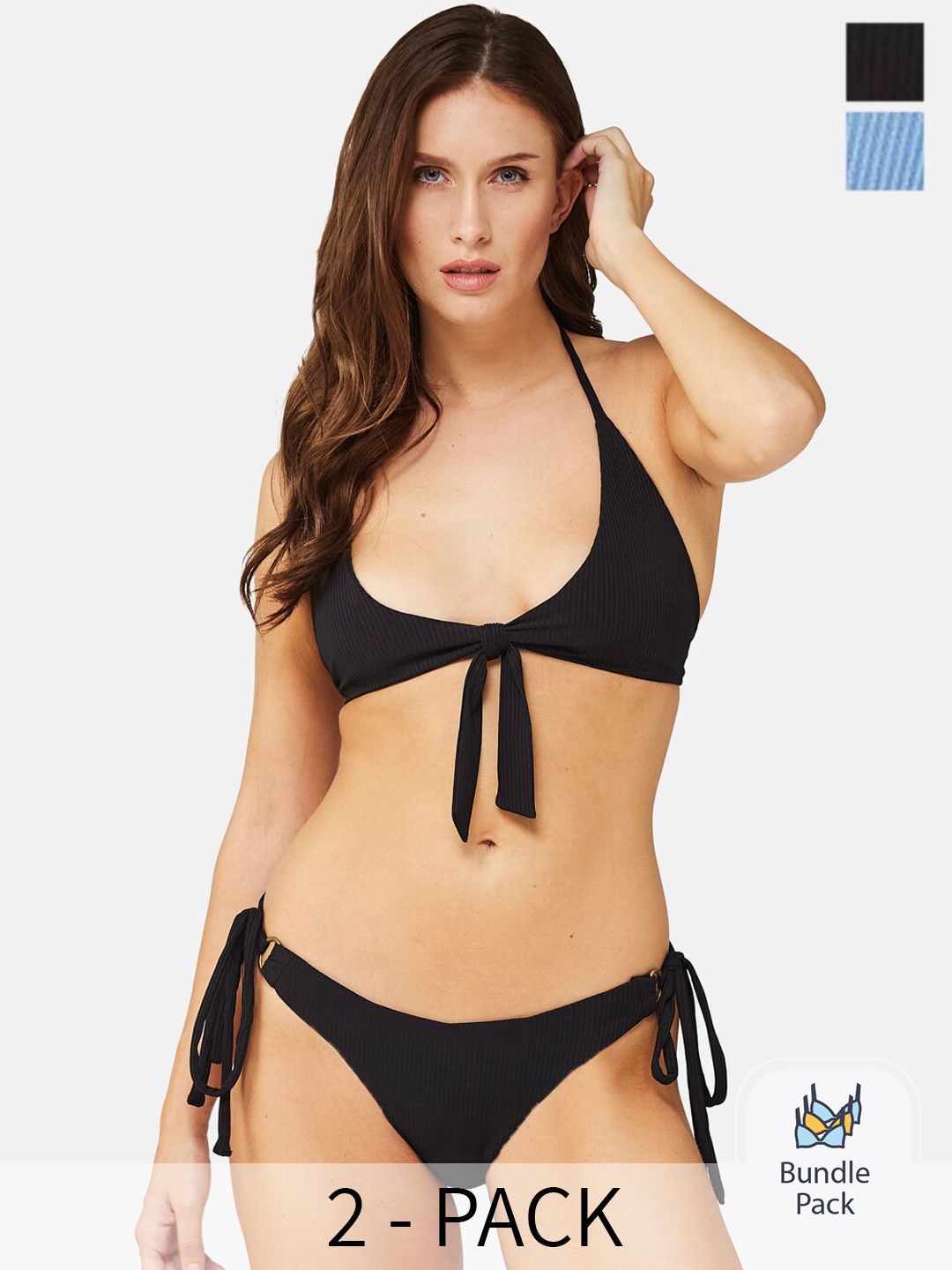 

SECRETS BY ZEROKAATA Pack Of 2 Assorted Ribbed Stretchable Beach Wear Bikini Sets