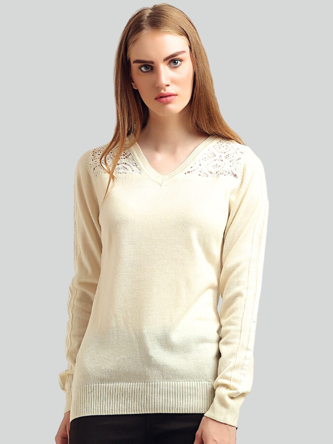 

Moda Elementi V-Neck Woollen Pullover, Off white