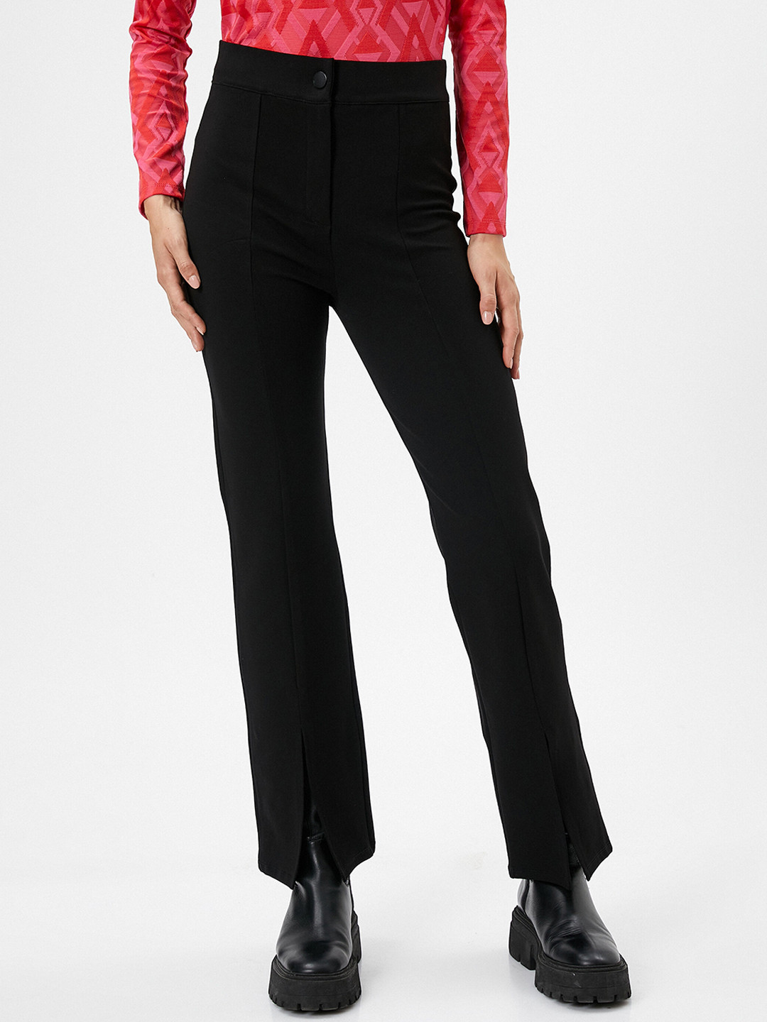 

Koton Women Mid Rise Trousers, Black