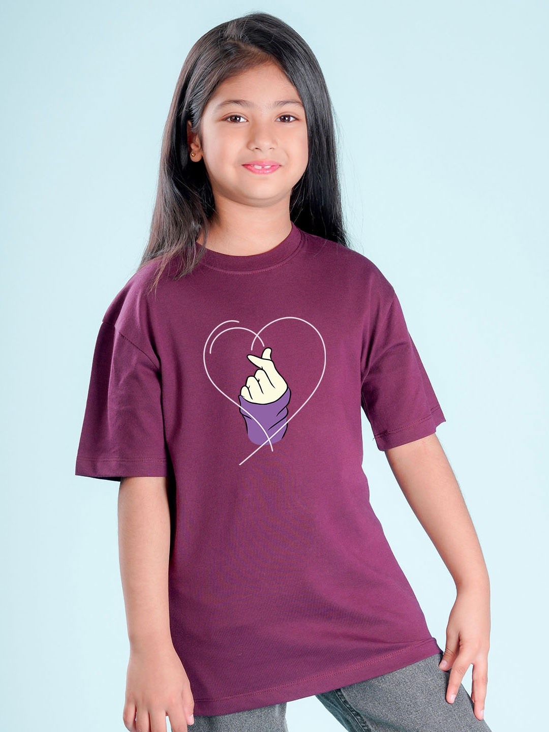 

NUSYL Girls Conversational Printed Oversized T-Shirt, Maroon
