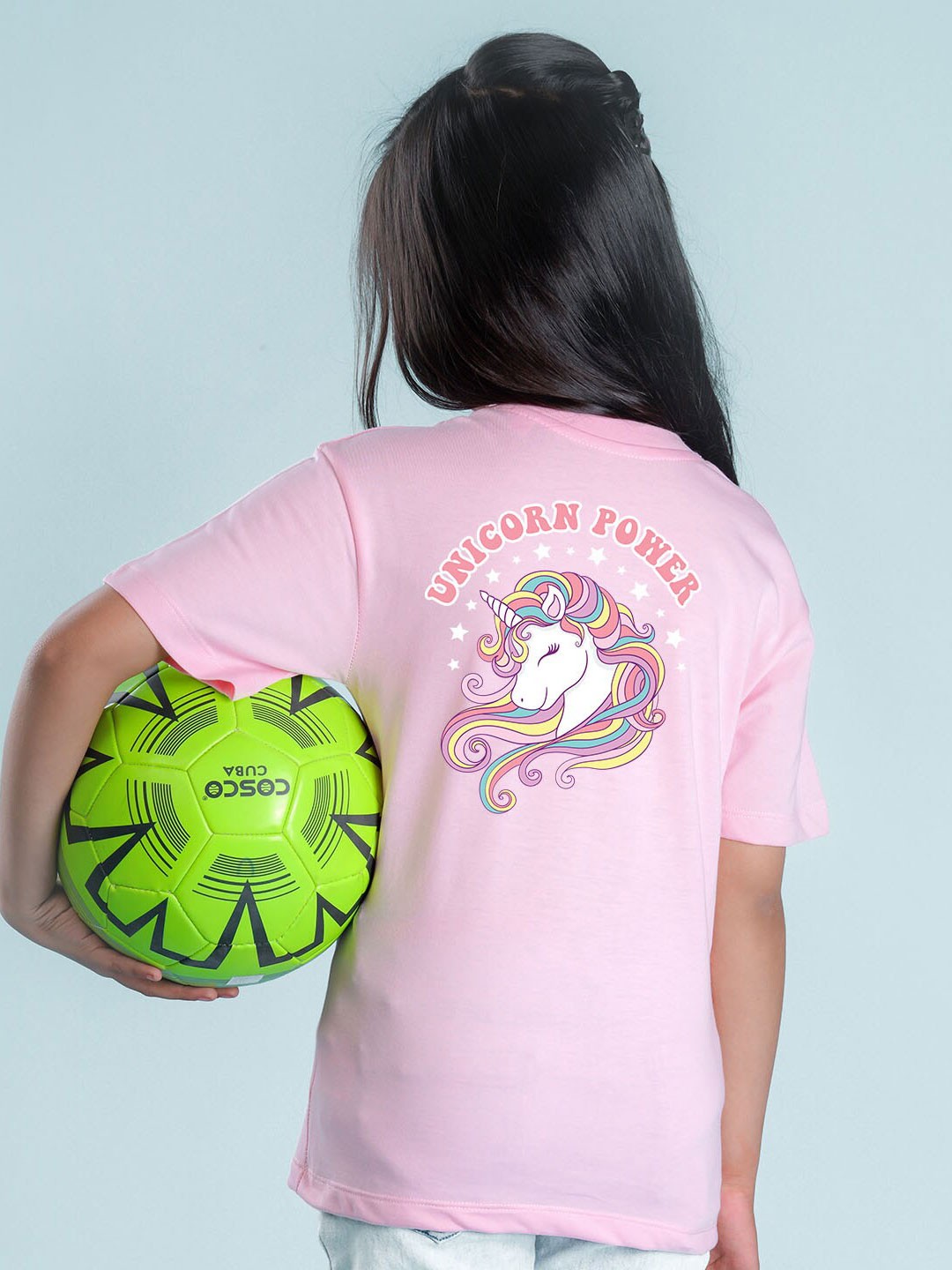 

NUSYL Girls Graphic Printed Oversized T-shirt, Pink