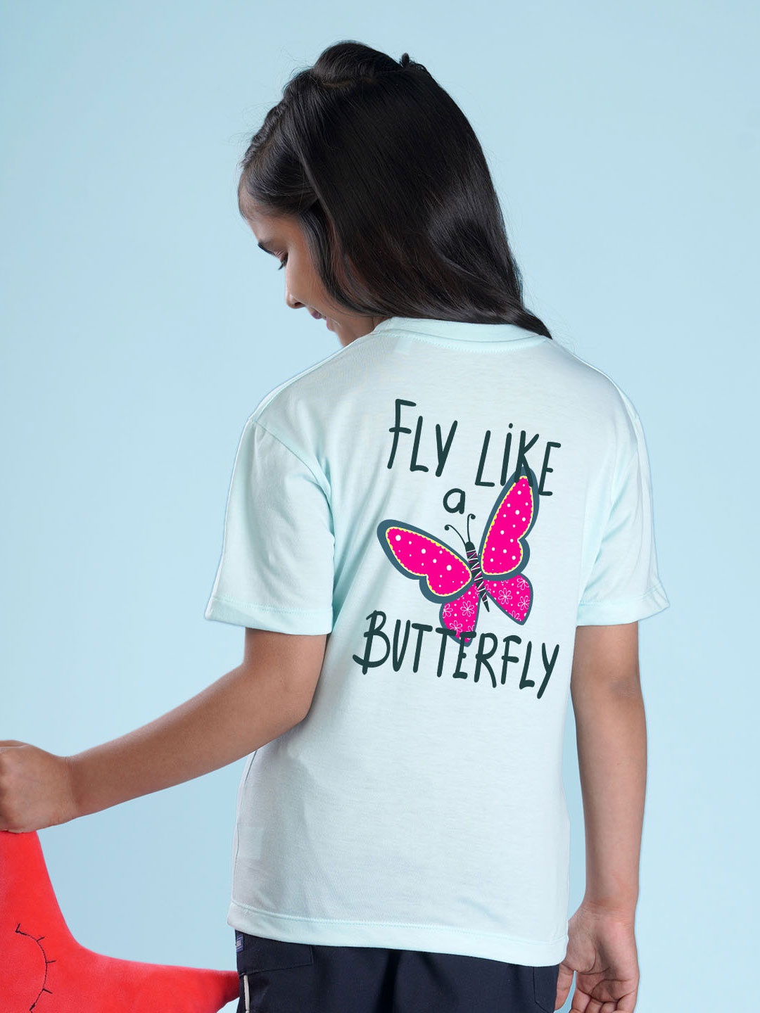 

NUSYL Girls Graphic Printed Oversized T-shirt, Blue