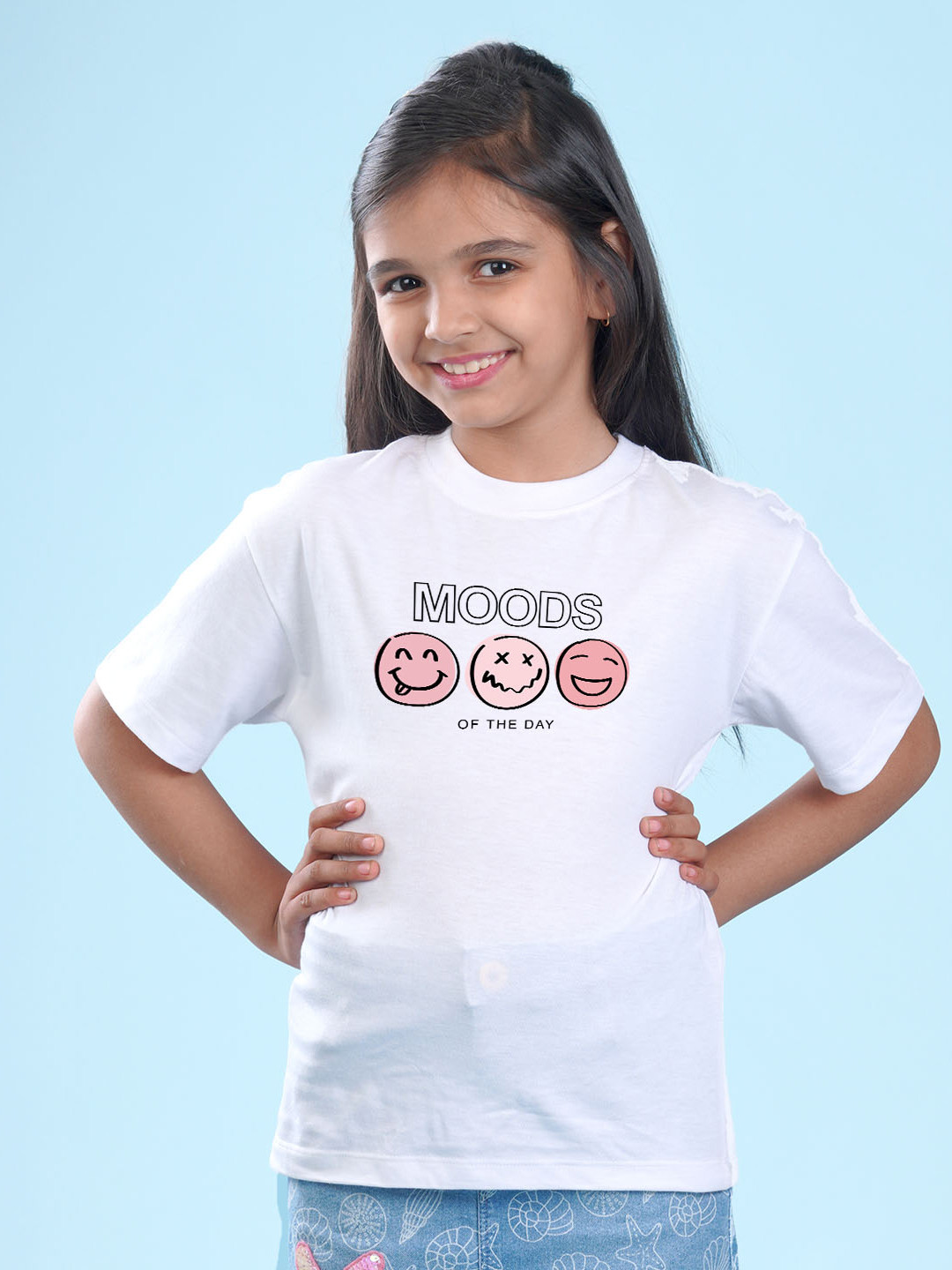 

NUSYL Girls Typography Oversized T-shirt, White