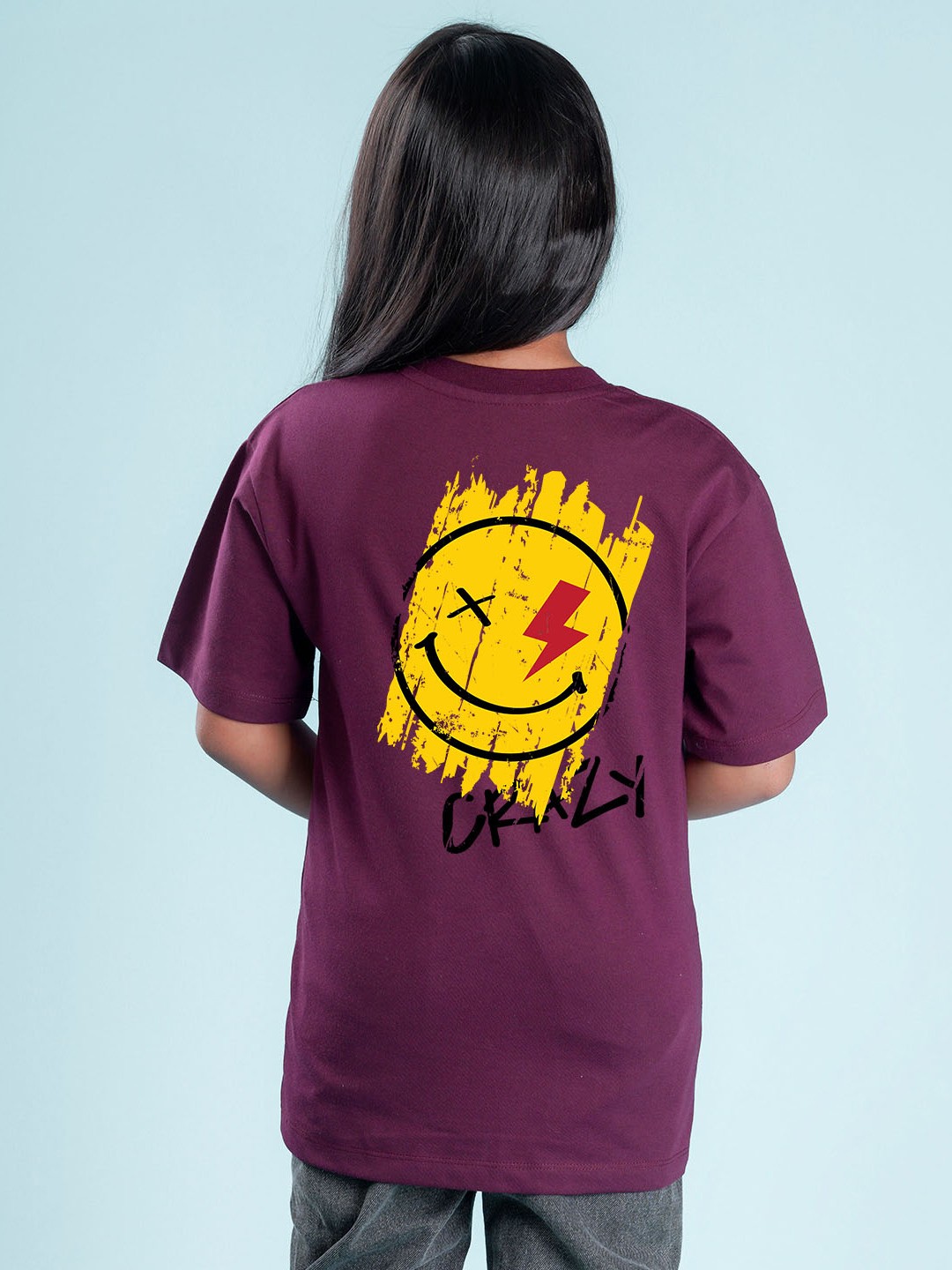 

NUSYL Girls Graphic Printed Oversized T-shirt, Purple