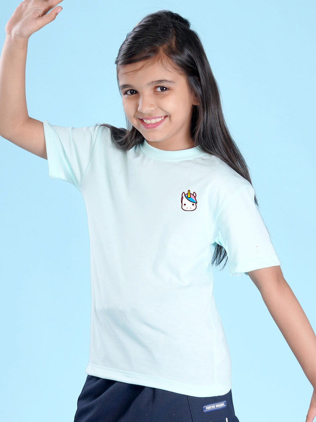 

NUSYL Girls Drop-Shoulder Oversized T-shirt, Blue