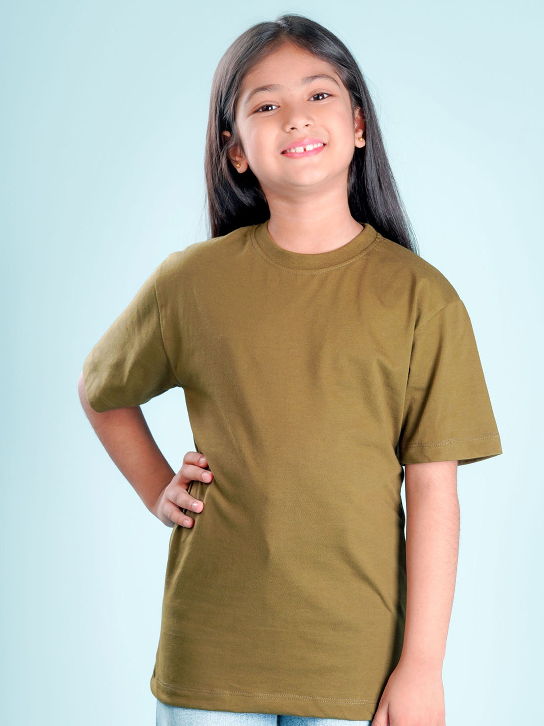 

NUSYL Graphic Printed Drop-Shoulder Sleeves Oversized T-shirt, Green