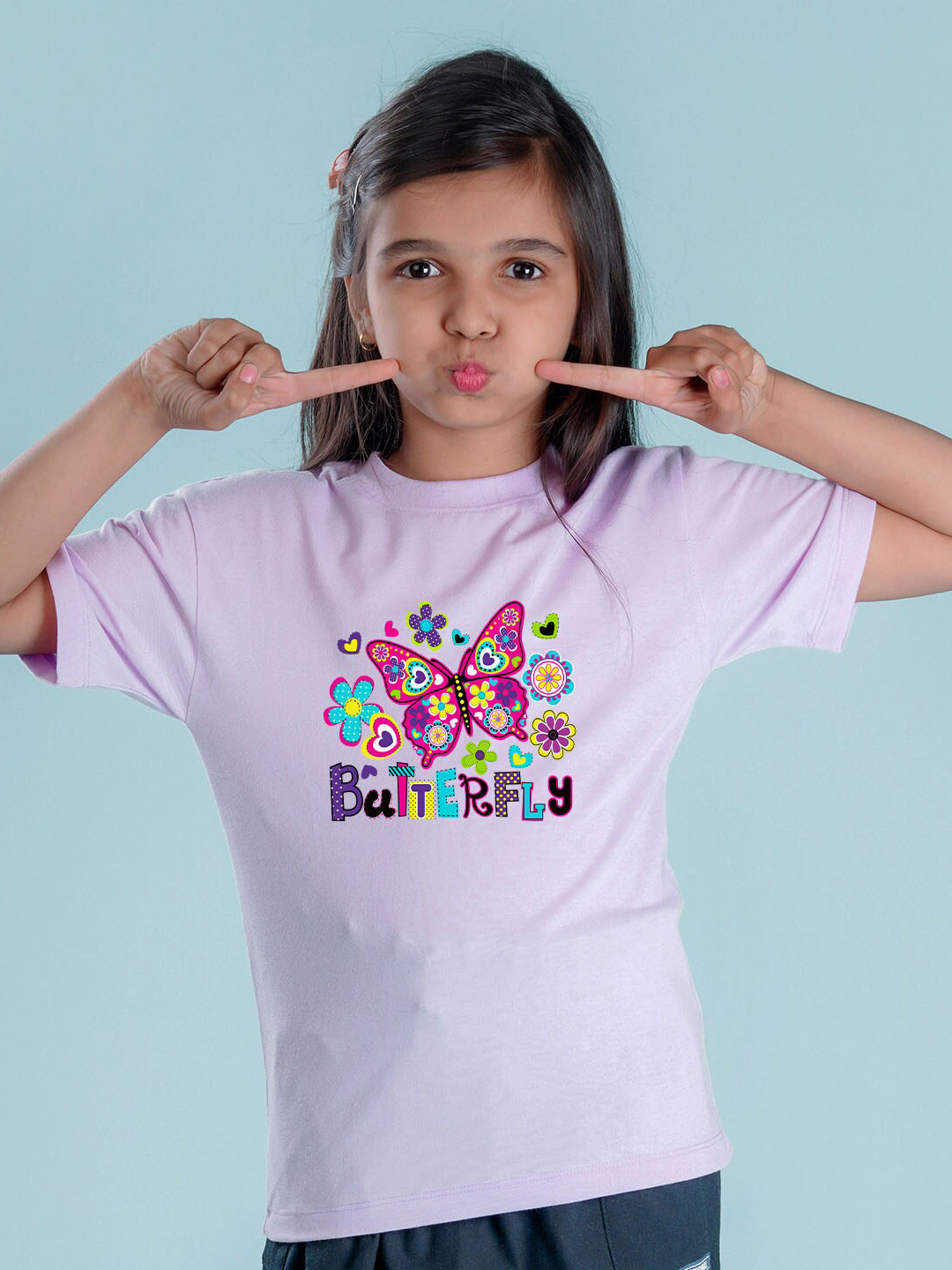 

NUSYL Girls Graphic Printed Oversized T-shirt, Purple