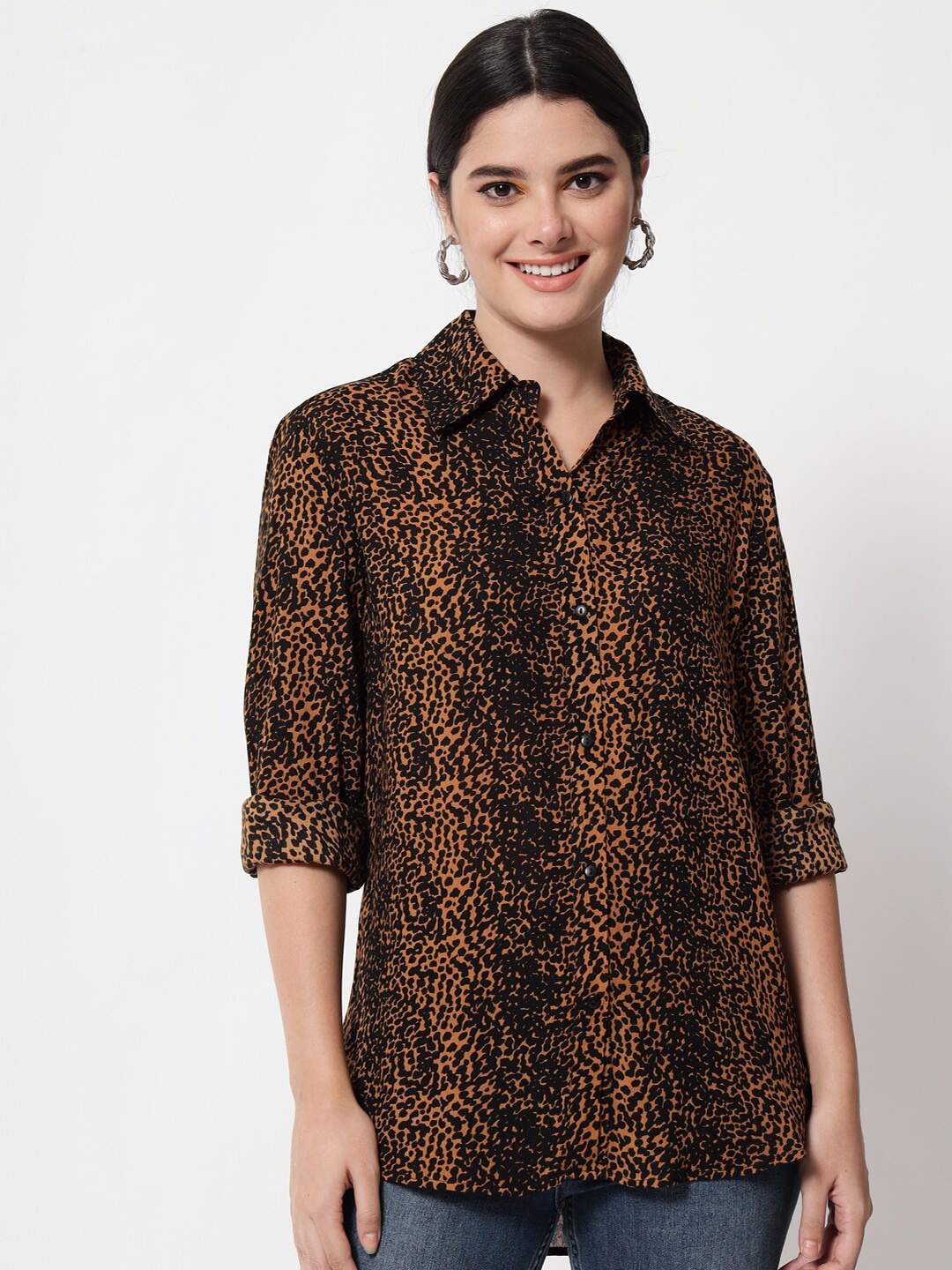 

Chemistry Abstract Printed Casual Shirt, Brown