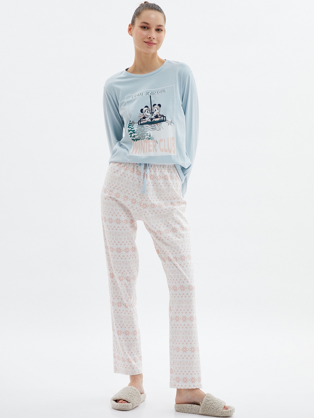 

Koton Graphic Printed Night Suit, Blue