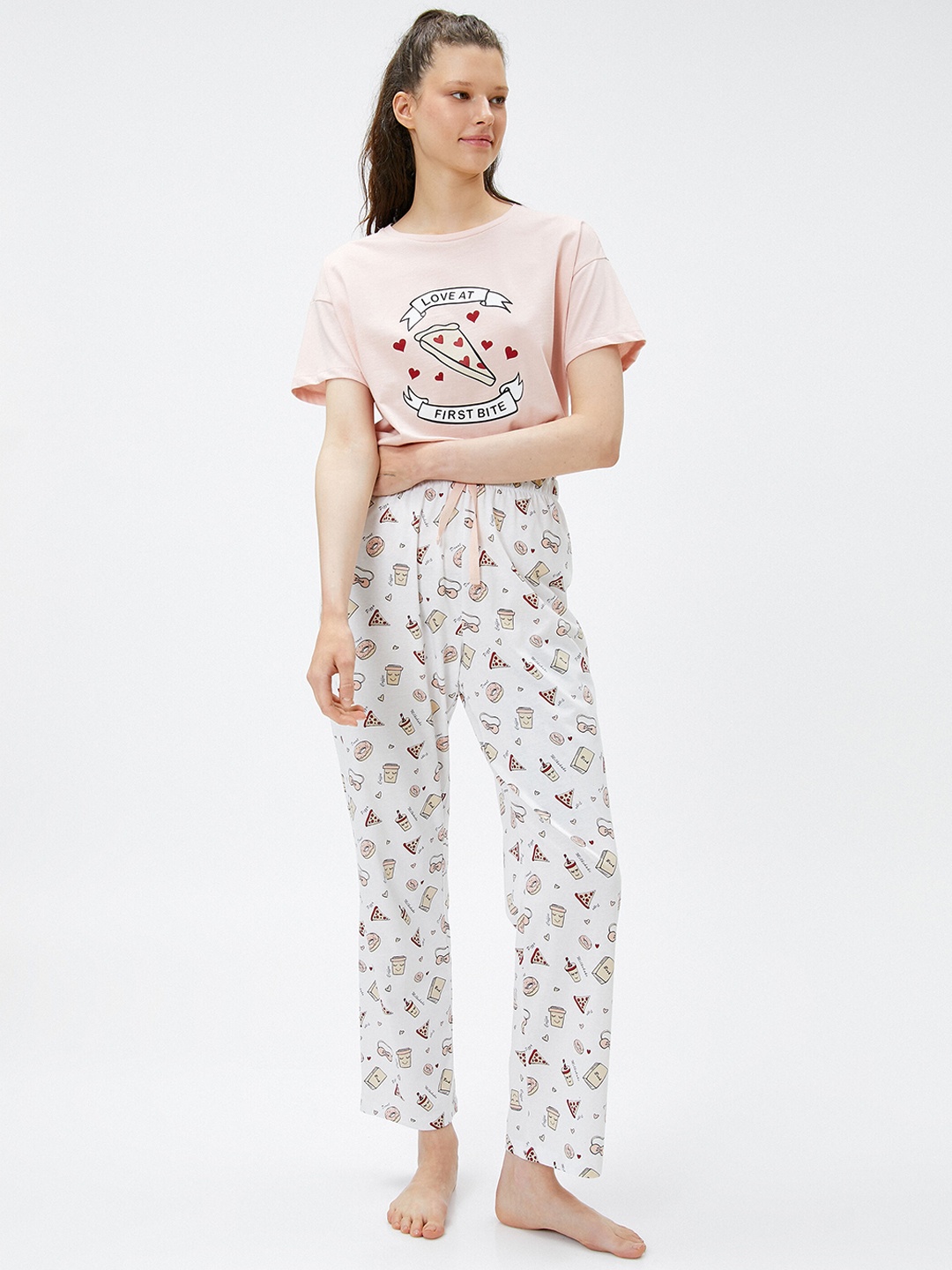 

Koton Graphic Printed Night Suit, White