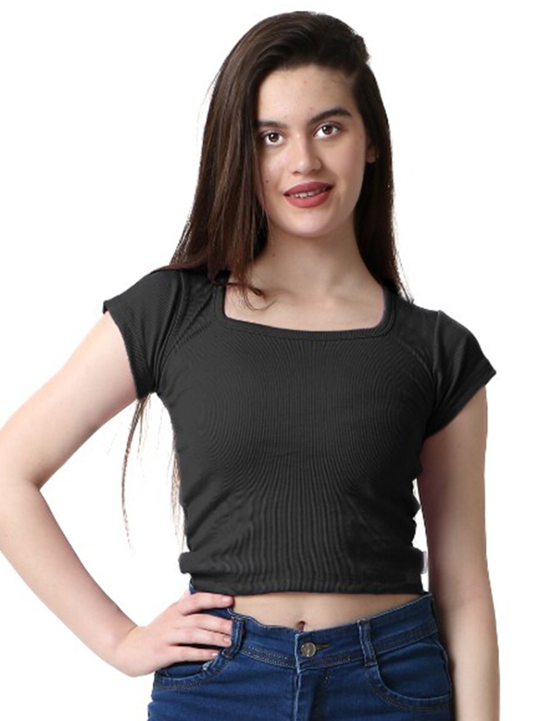 

CareDone Square Neck Lyocell Top, Black