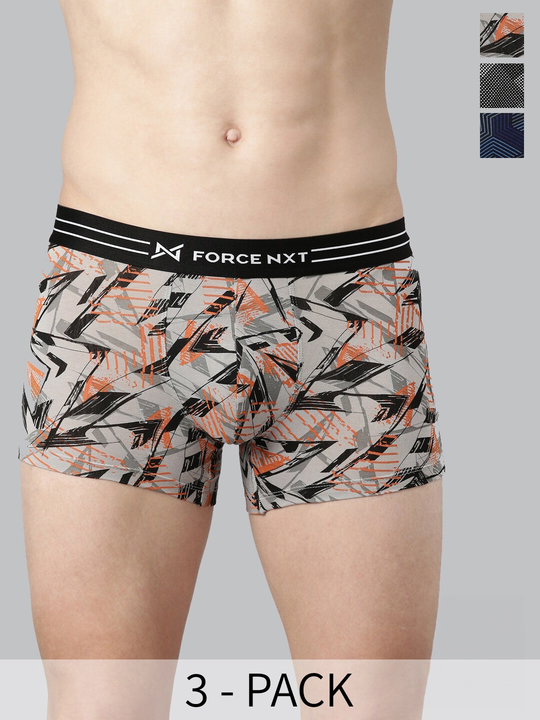 Force NXT Assorted Pack of 3 Printed Pure Cotton Short Trunks MNFS-21P-ASST-C1-PO3