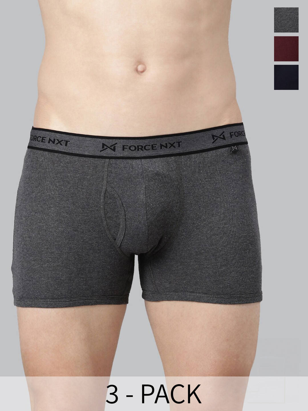 

Force NXT Assorted Pack of 3 Pure Cotton Short Trunks MNFR-222-R3-ASST-C1-PO3